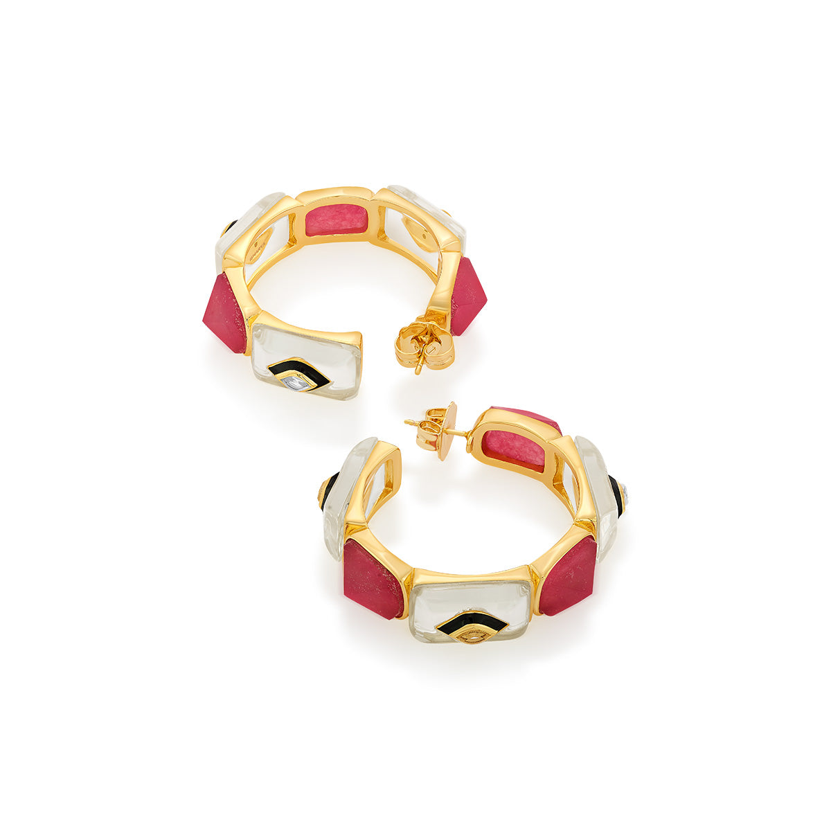 Begum Haute Pink Two Tone Hoops