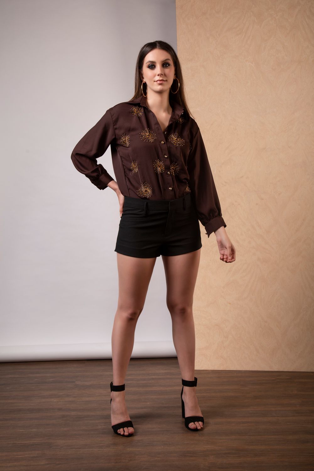 Brown Fireworks Button Up Shirt