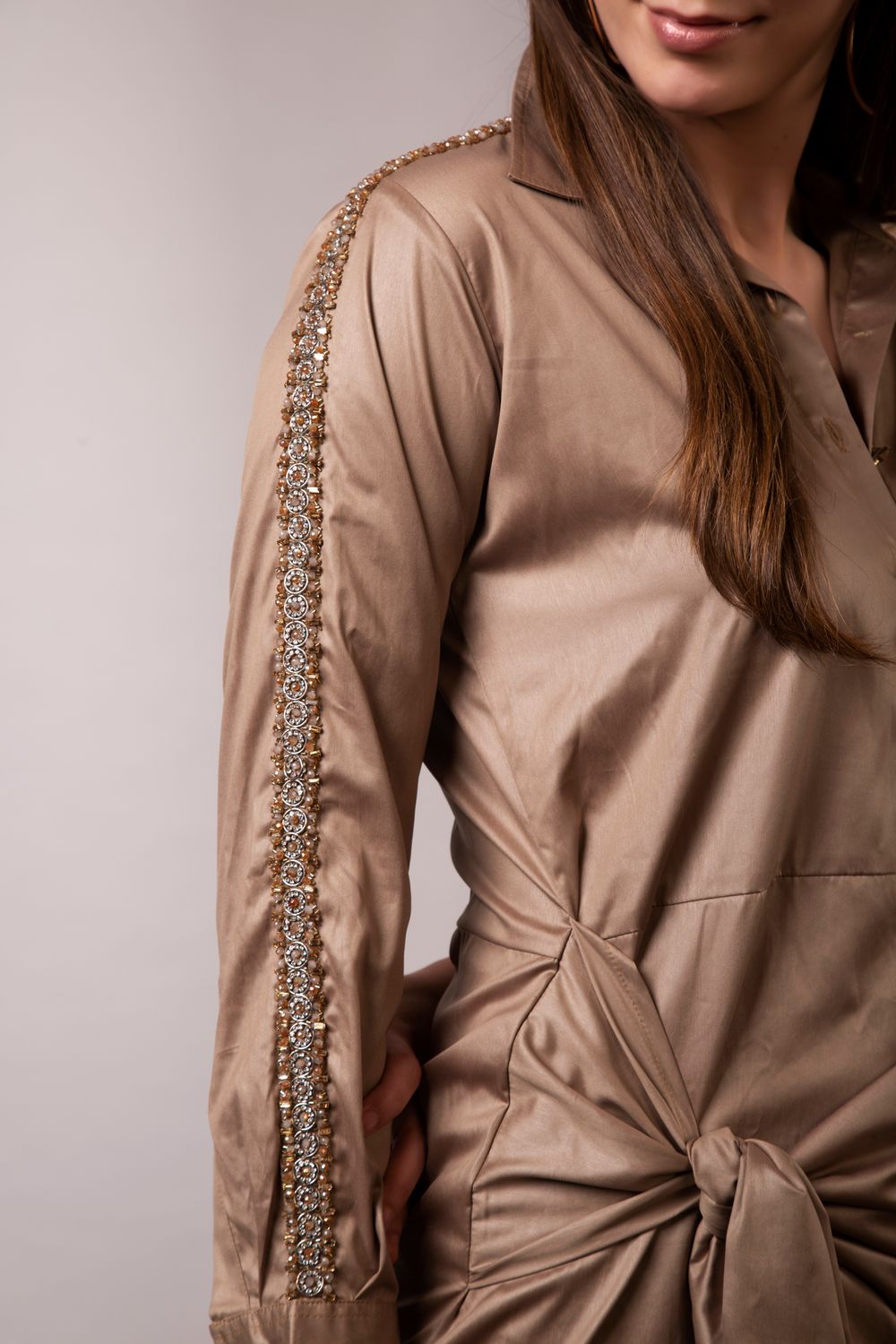 Gold  Embellished Button Up Shirt