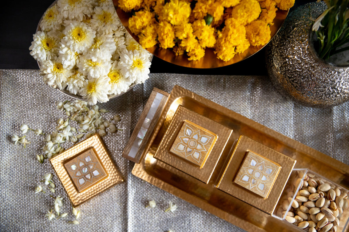 Shiraz Platter with Jar Set in Gold