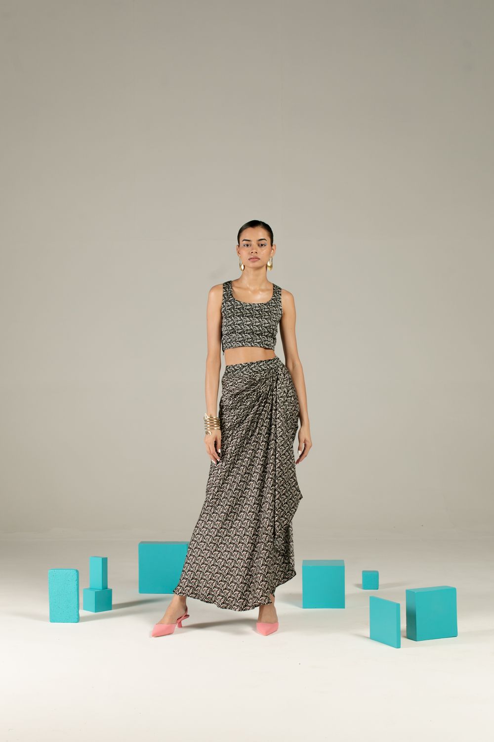 Azulik Draped Skirt And Crop Top