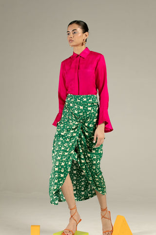 Chidiya Draped Skirt (Green)