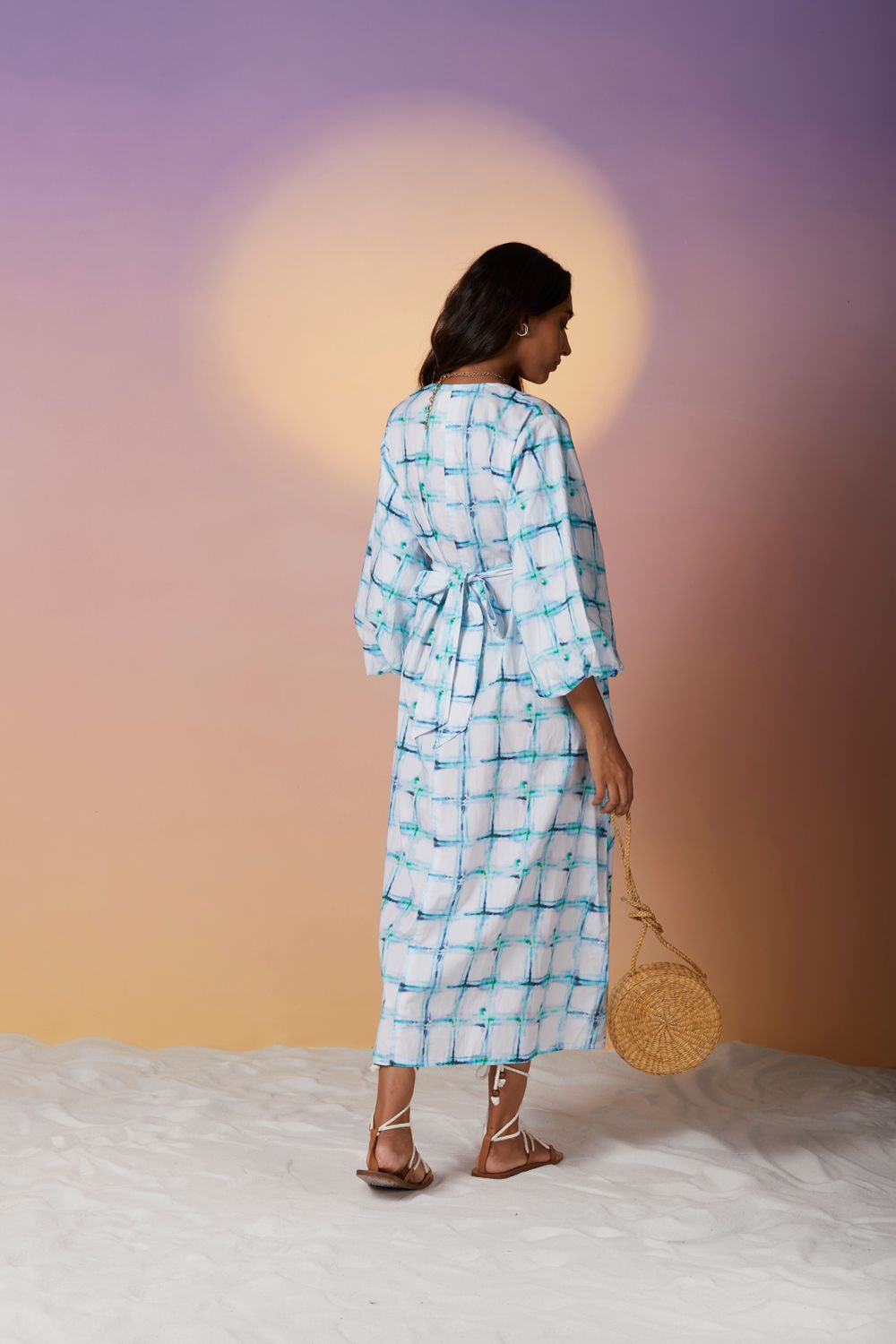 Riviera dress in Blue Watercolor Checks